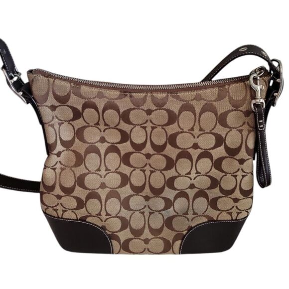 Coach Signature Bag Canvad Leather Signature Brown # 6347 - Picture 1 of 10